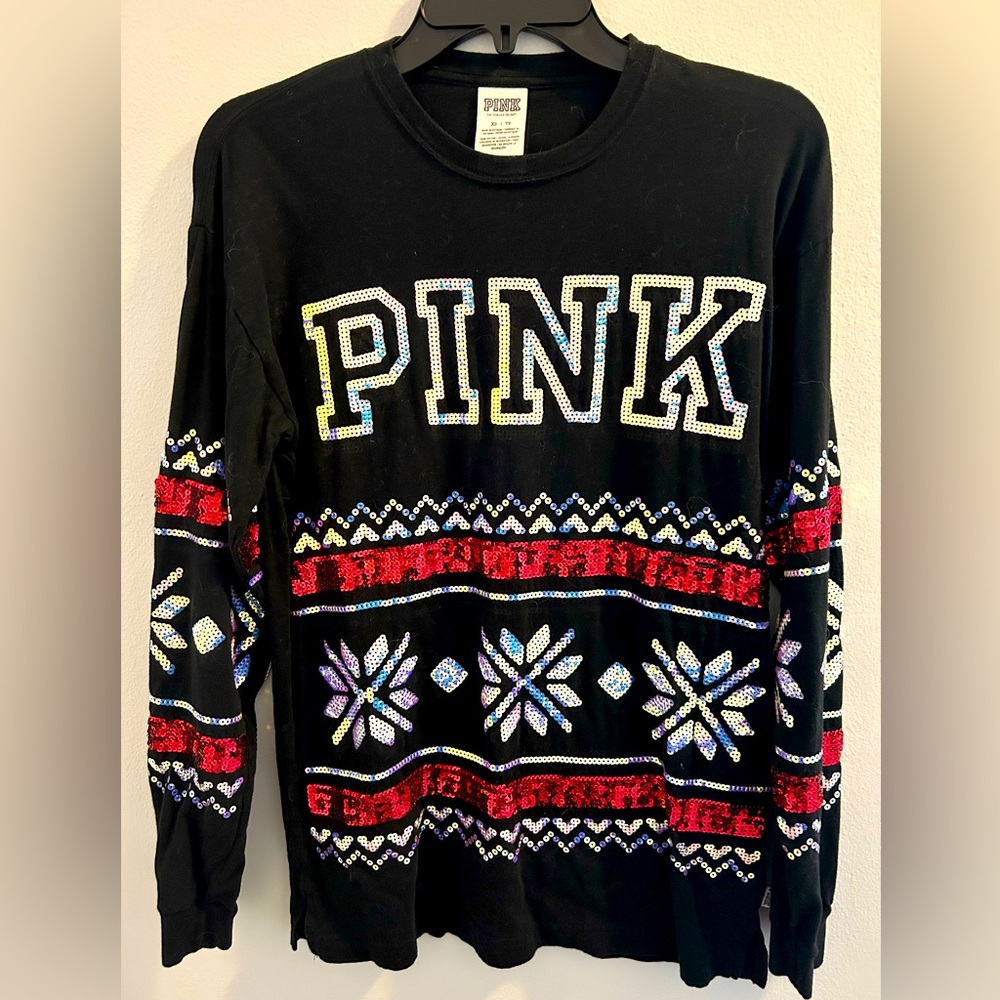 VS Pink Bling Long Sleeve Tee